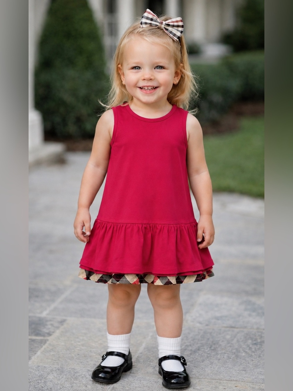 BURBERRY LONDON Nova Check Ruffle Classic Toddler Sleeveless Dress